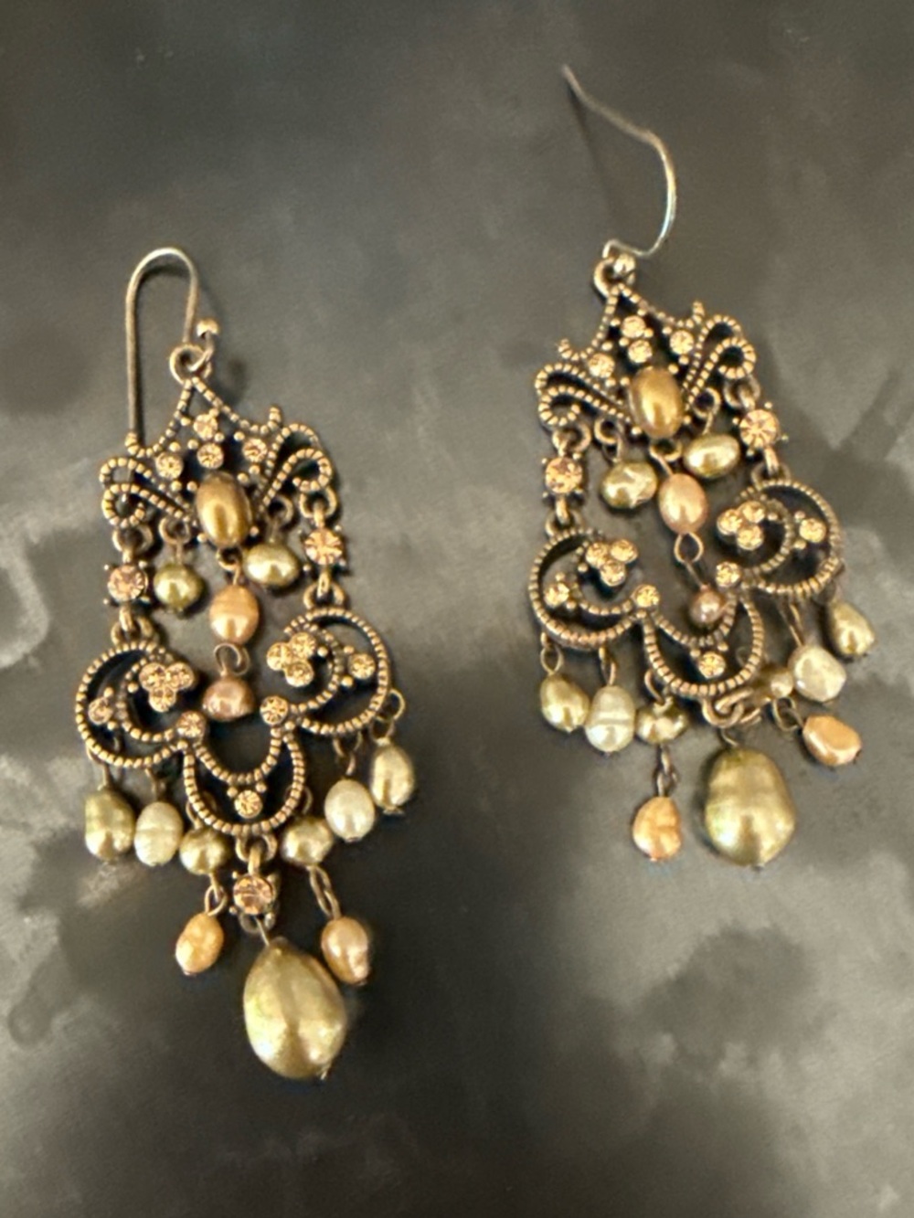Bohemian Gold-Tone Filigree Dangle Earrings for Women 90’s Liz Claiborne